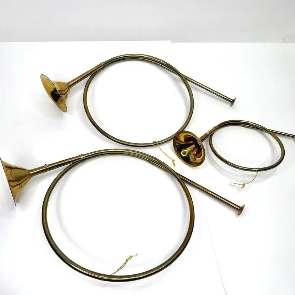 Set of 3 Vintage Brass French Horns Bugles Christmas Wall Decor 19x11” 12x7”